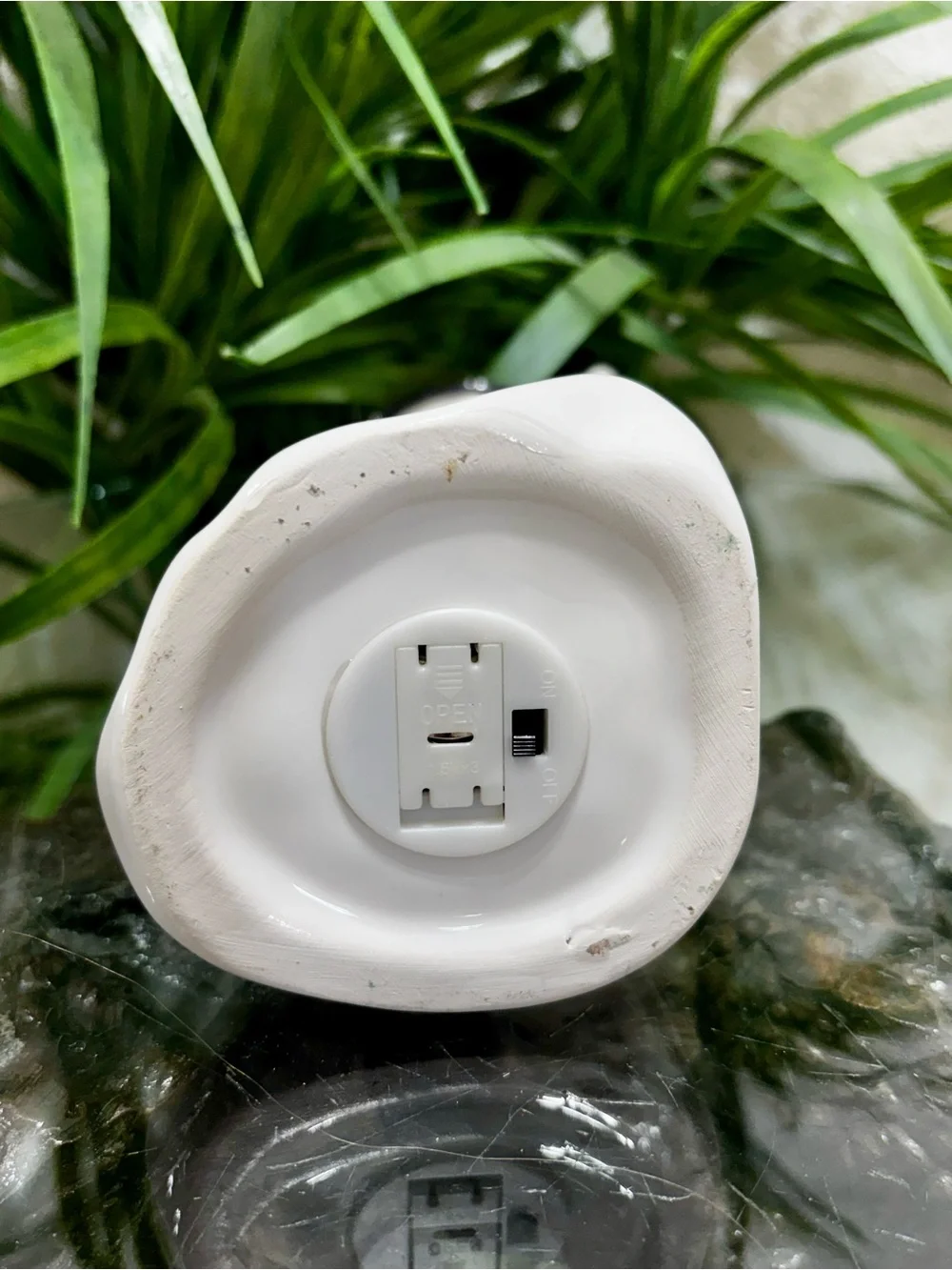 Ceramic White LED Ghost Night Light/Home Accent With Black Witch Hat
